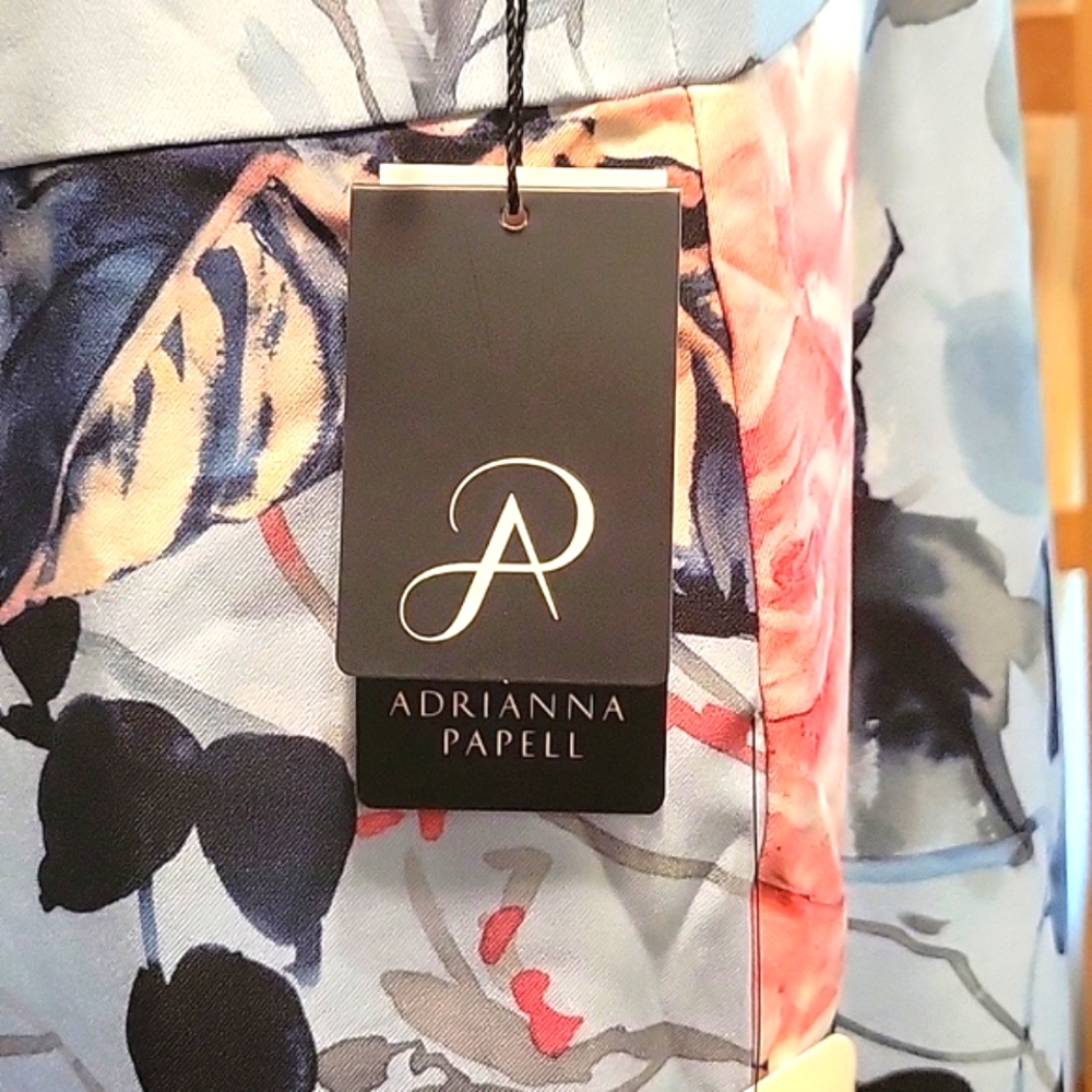 NWT Women's Adrianna Papell Floral Faux Wrap Ruffle Dress - Size 16W - Picture 6 of 12